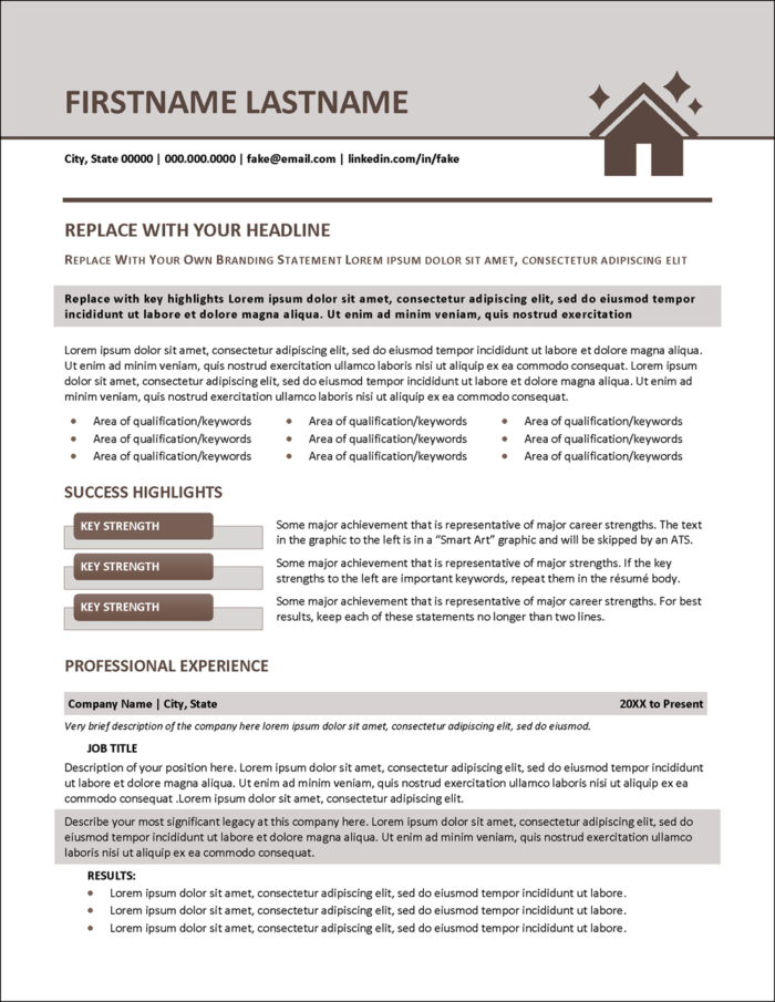 Real Estate Resume Template Page 1