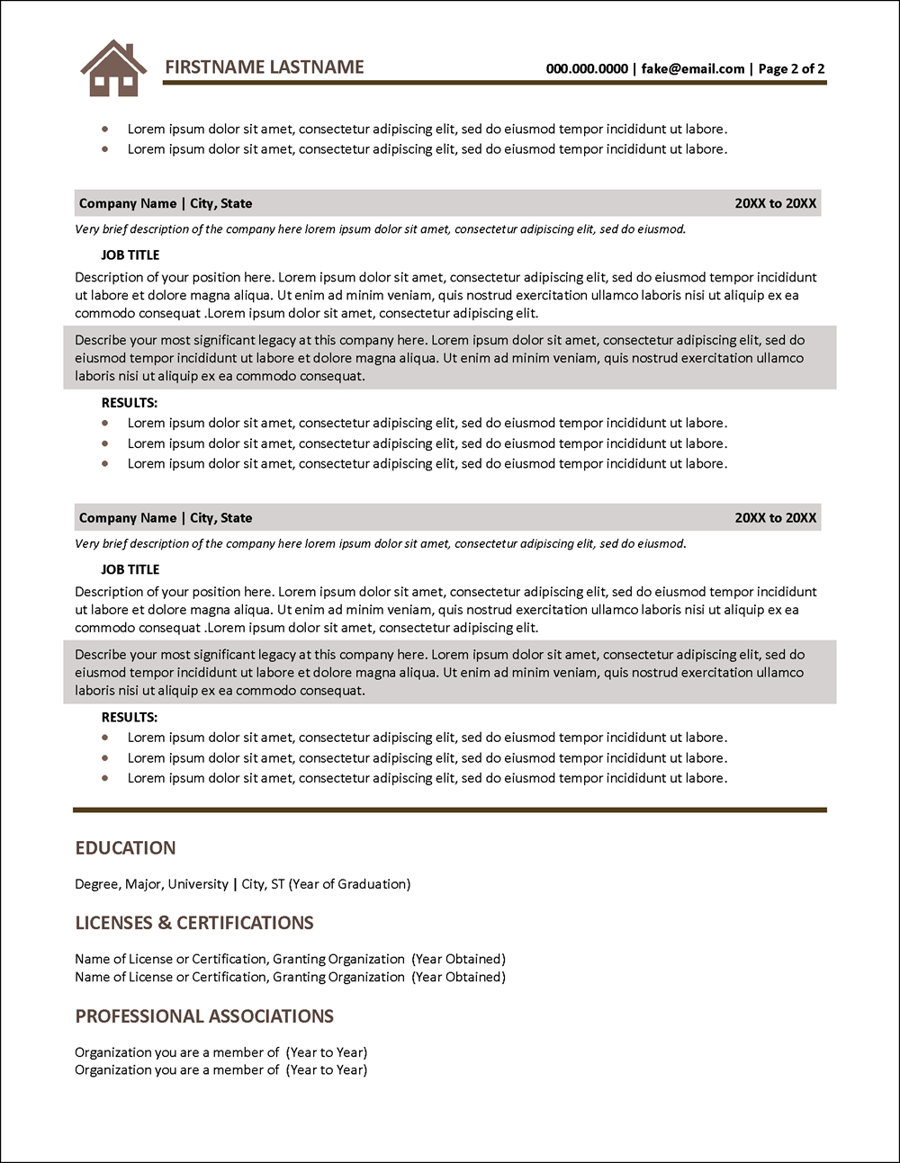 Real Estate Resume Template Page 2