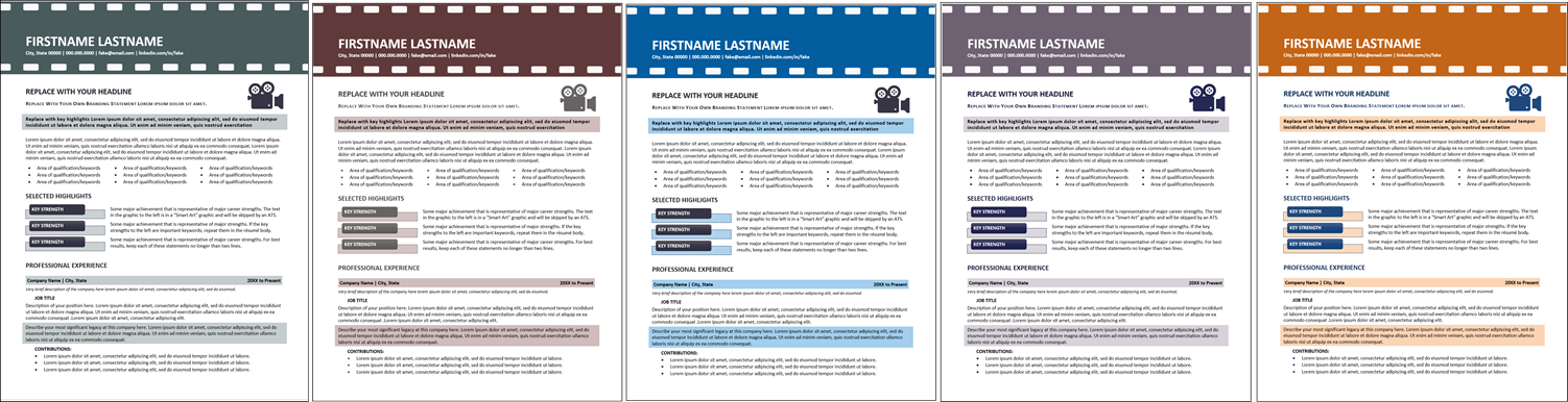 entertainment industry resume template color choices