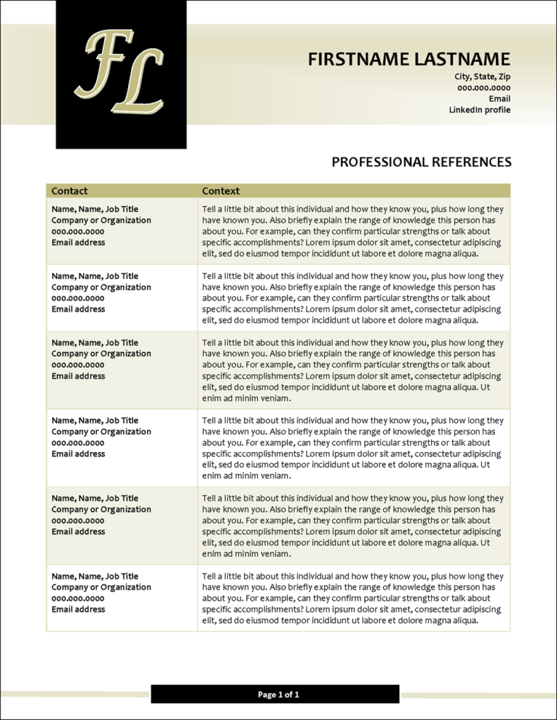 Board Biography, Resume Addendum, References & Letterhead Templates
