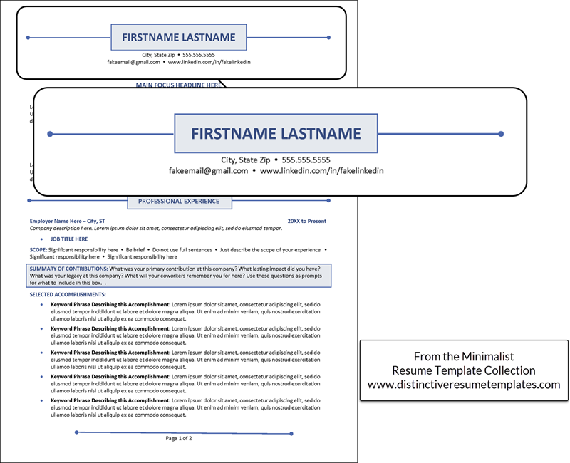 Example resume templates centered header design 3