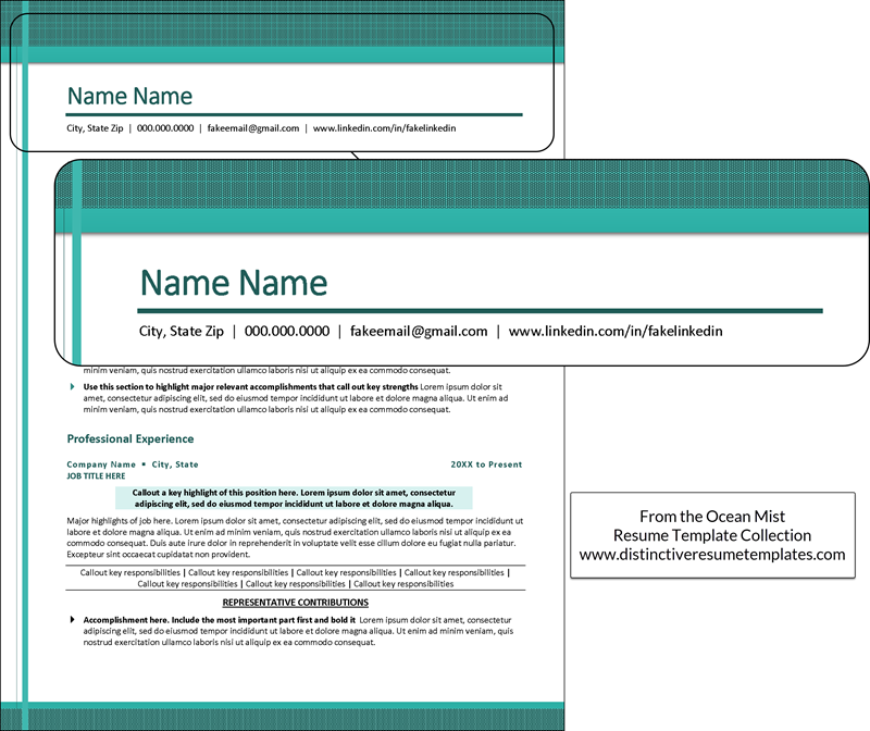 Example resume templates left justified header design 5