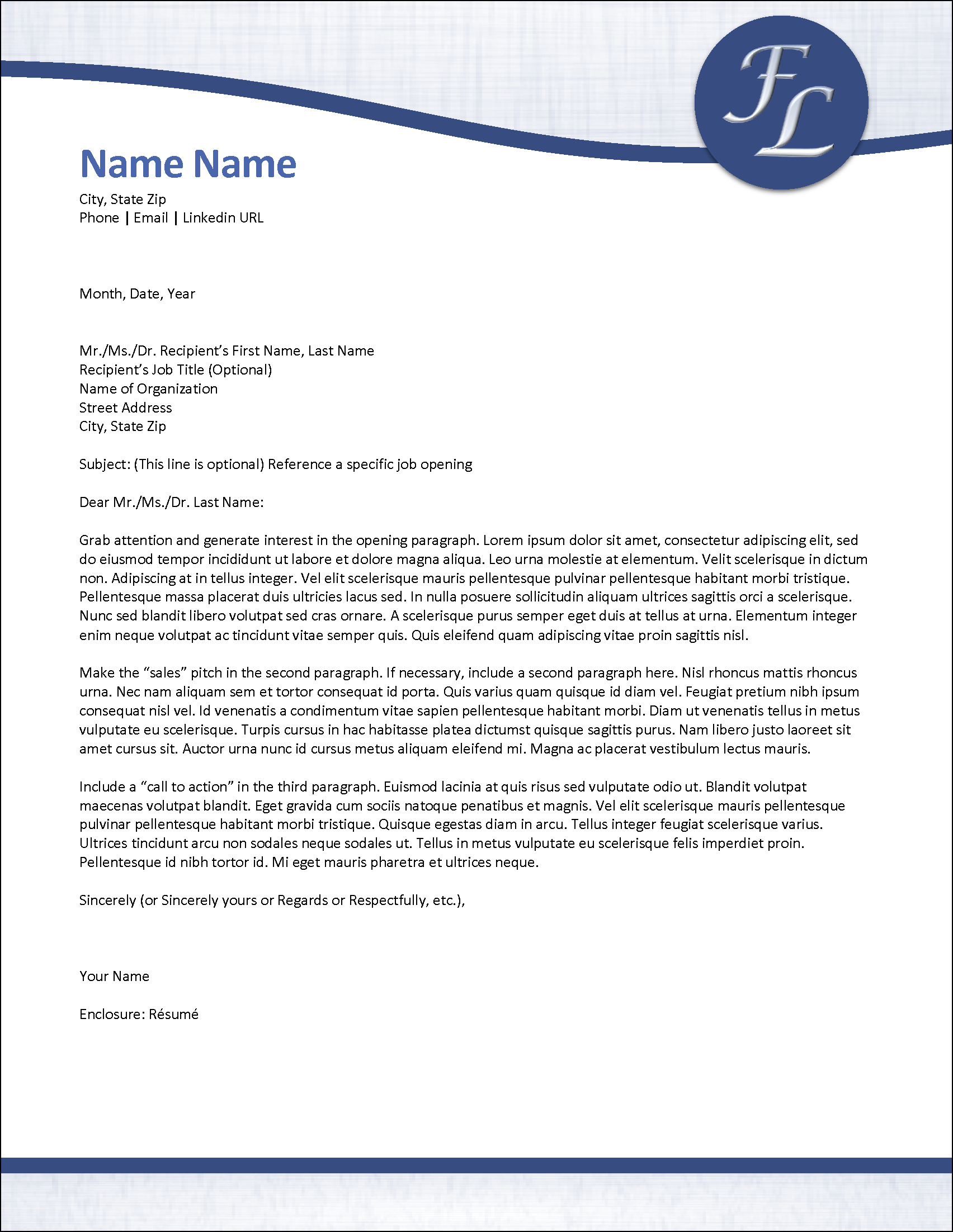 Monogramique Cover Letter Template