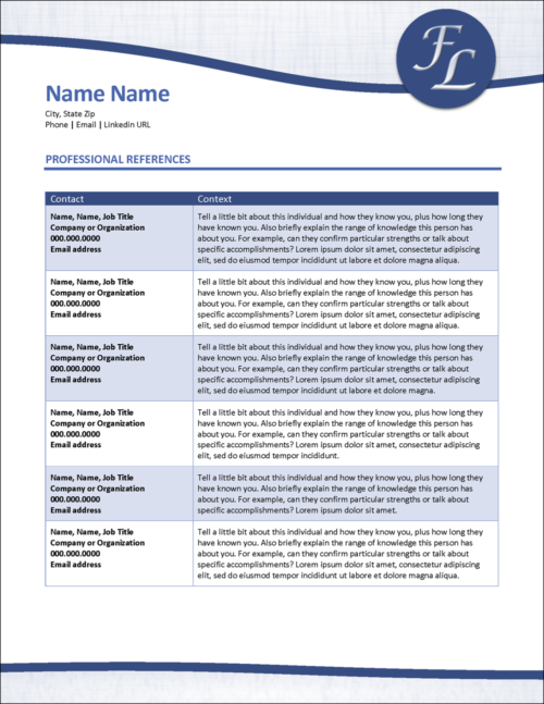 Monogrammed Addendum, Biography, References & Letterhead Templates