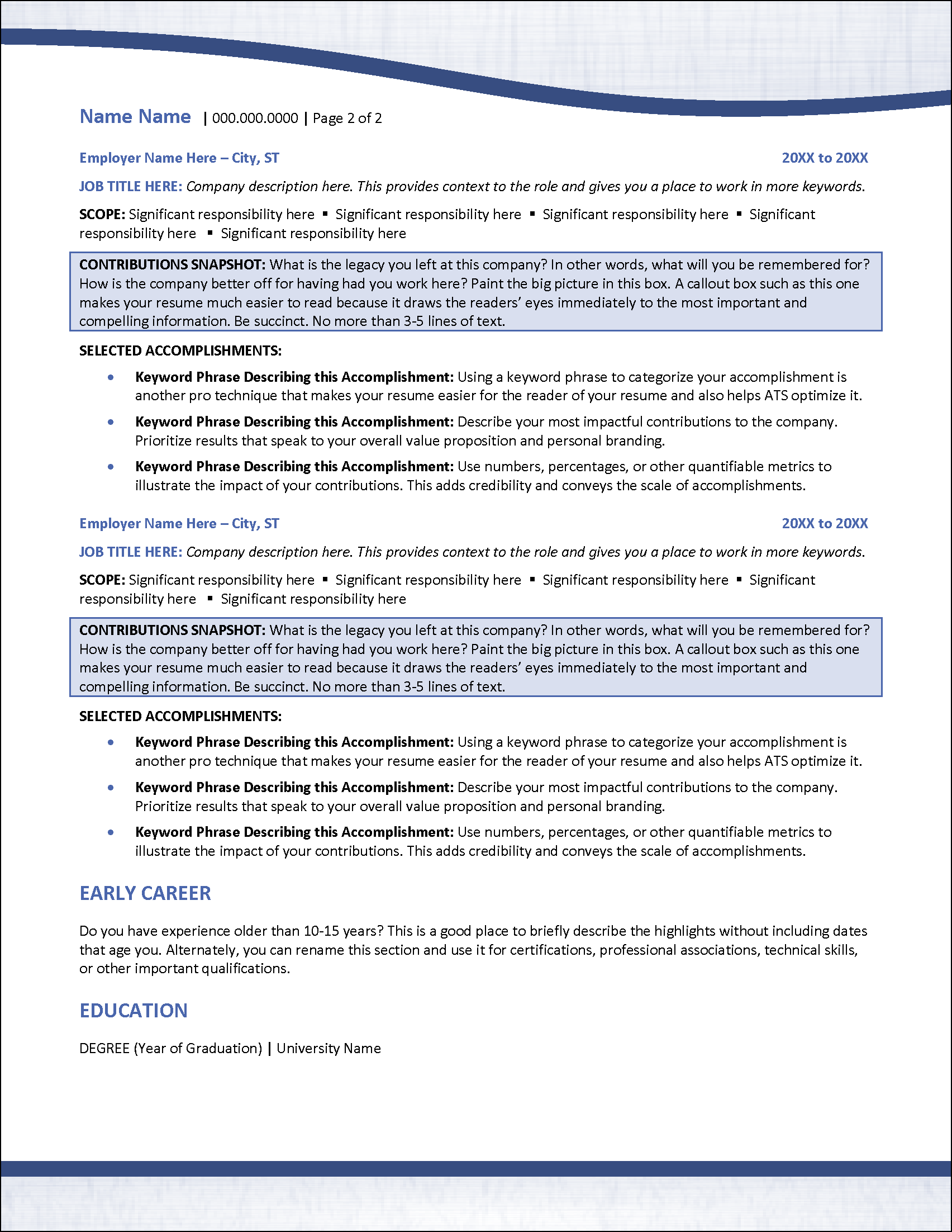 Monogramique Resume Template Page 2