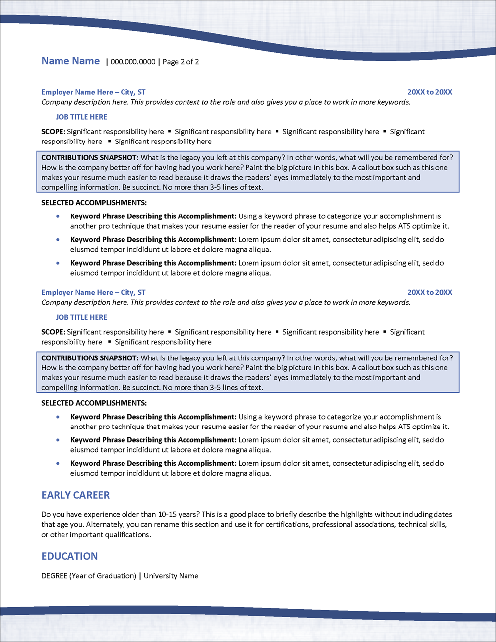 Resume Template With Monogram Page 2