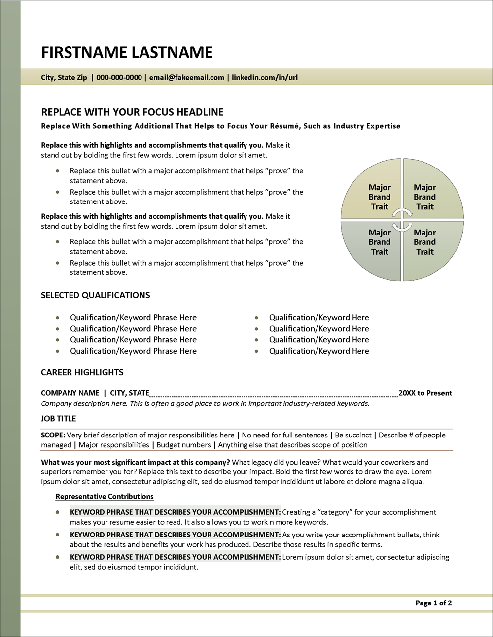 Simple Resume Template For Word Page 1