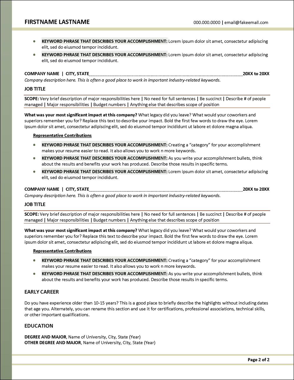 Simple Resume Template For Word Page 2