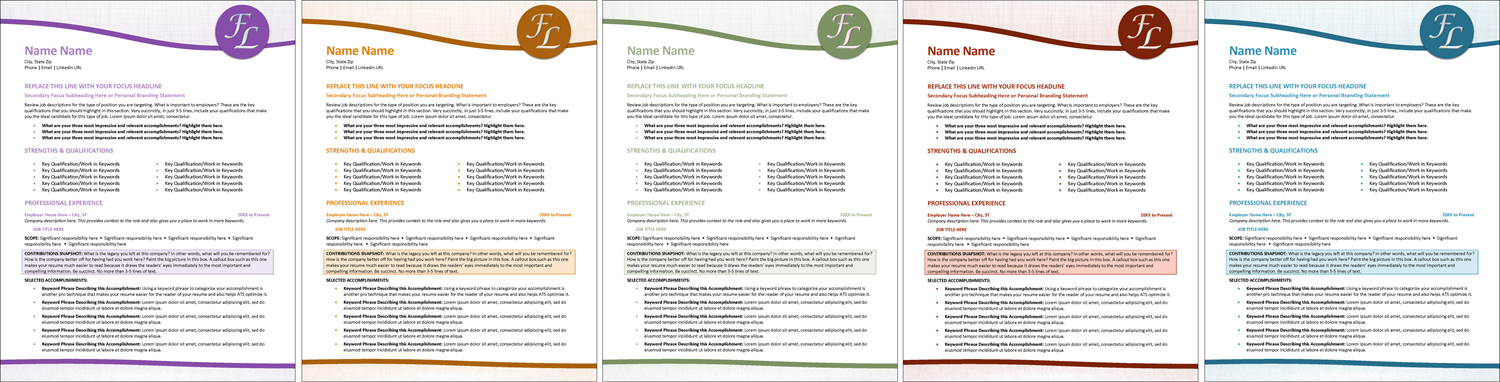 resume template with monogram color options