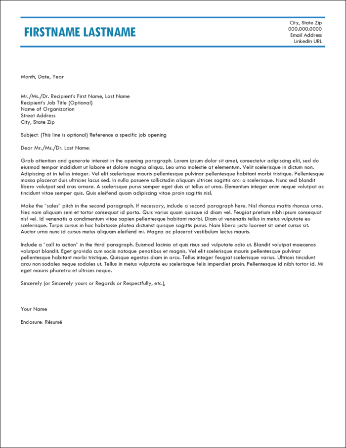 Chronological Perfection Cover Letter Template