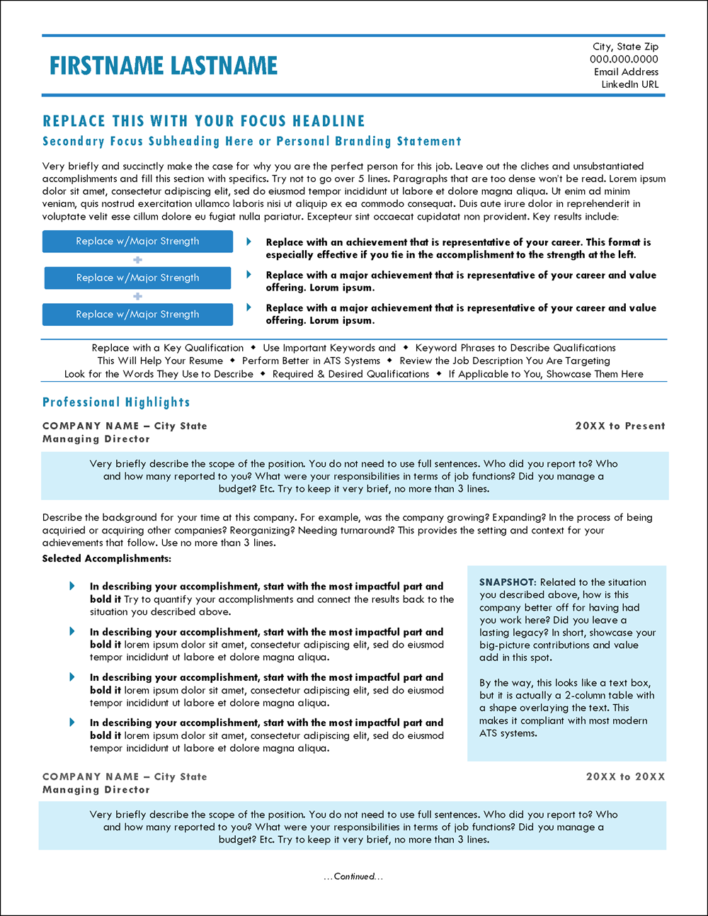 Chronological Perfection Resume Template Page 1