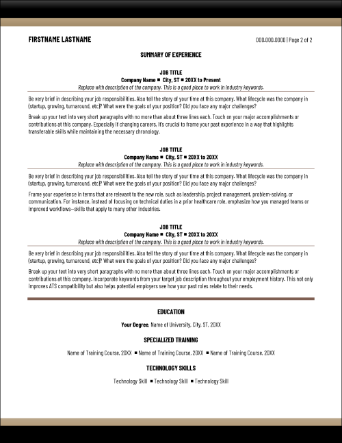 Core Skills Resume Page 2