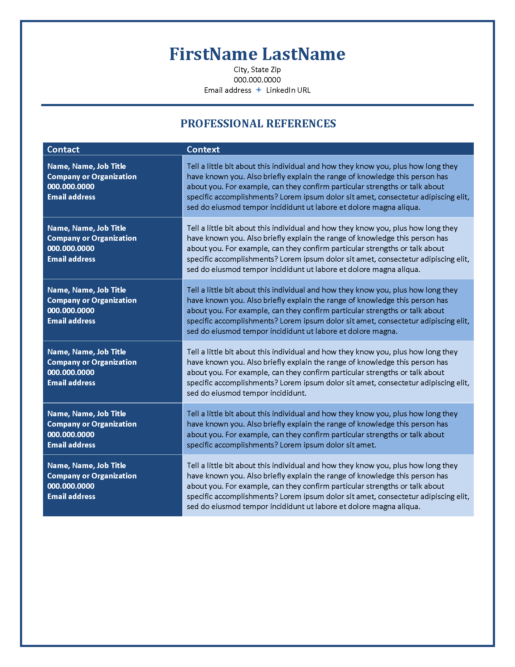 STAR References Dossier Template