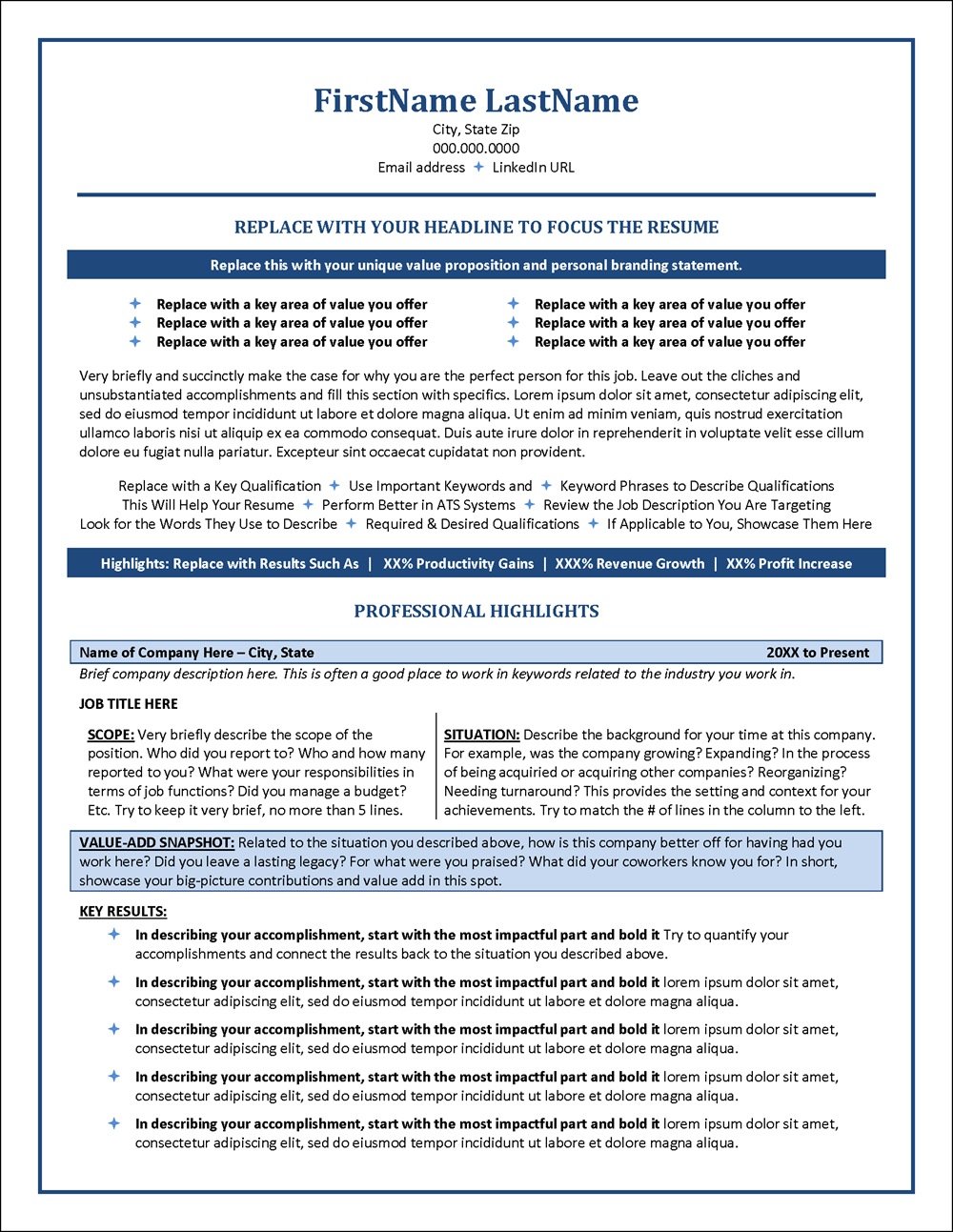 STAR Resume Template Page 1