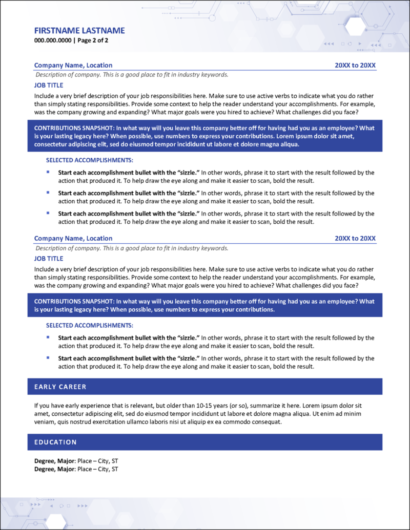 Technical Resume Templates for - Engineering Edge Resume Template Page 2 800x1035 