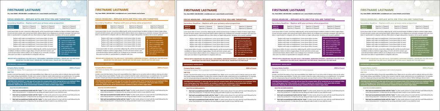 Engineering Resume Template Color Choices