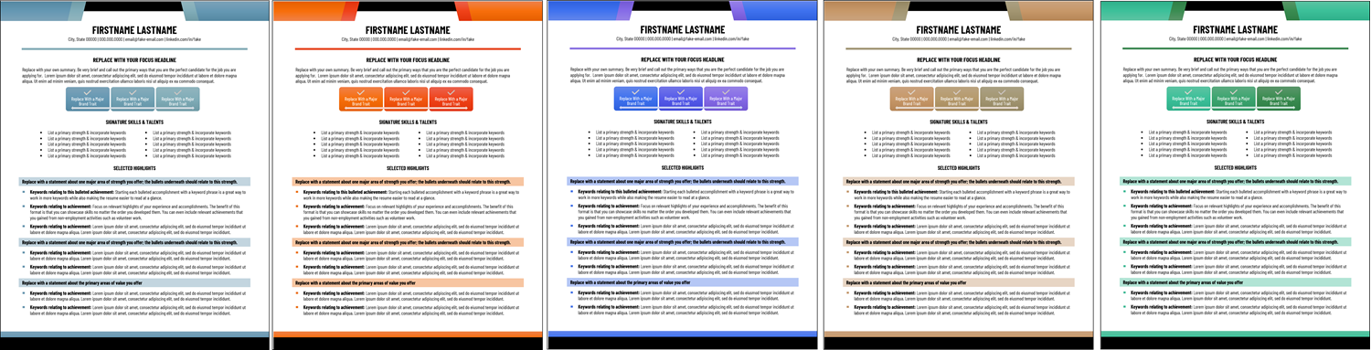 Skills based resume template color choices