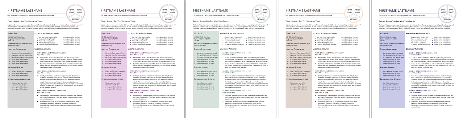 College Admissions Resume Color Choices