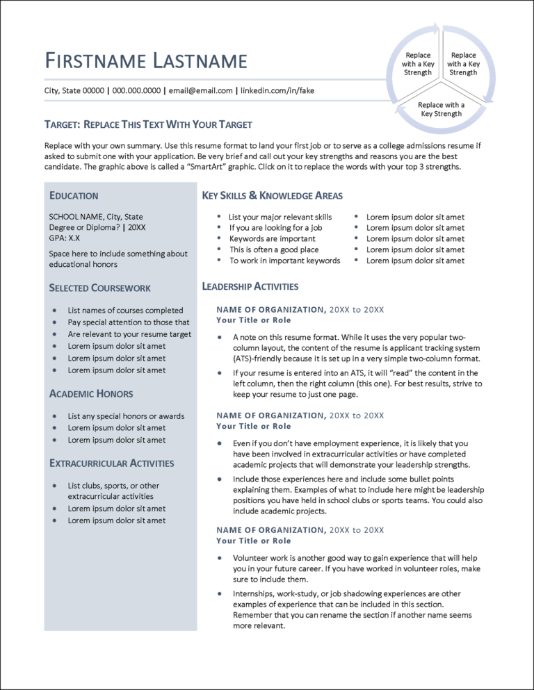 college admissions resume examples