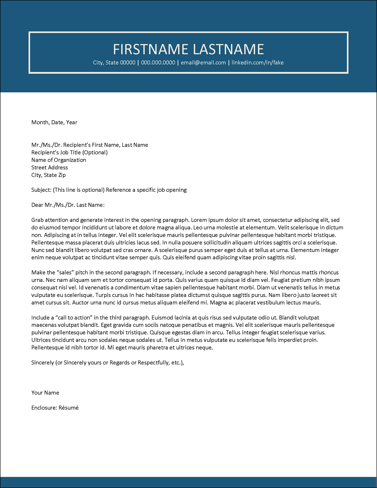 Cover Letter with References