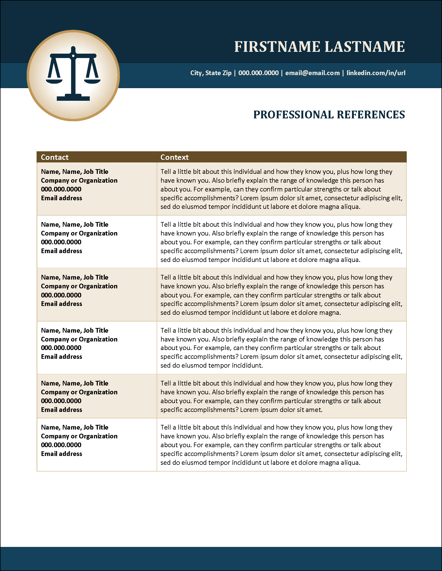 Legal References Template