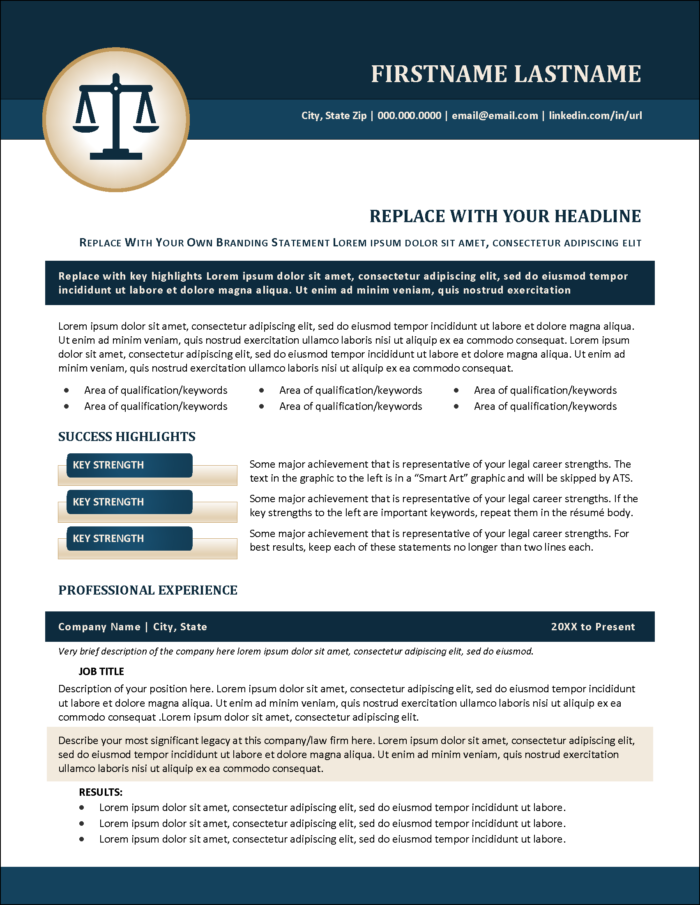 Legal Resume Template Page 1