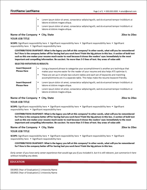 Sales Resume Template Page 2