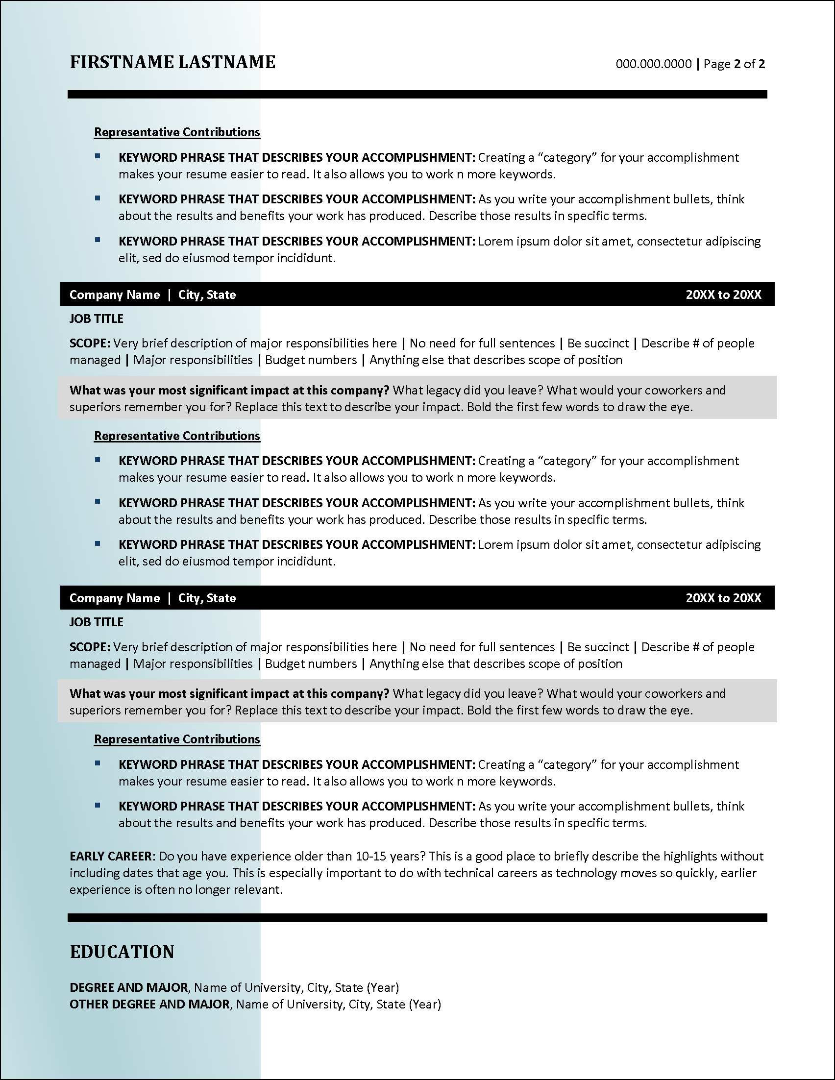 Computer Science Resume Template Page 2