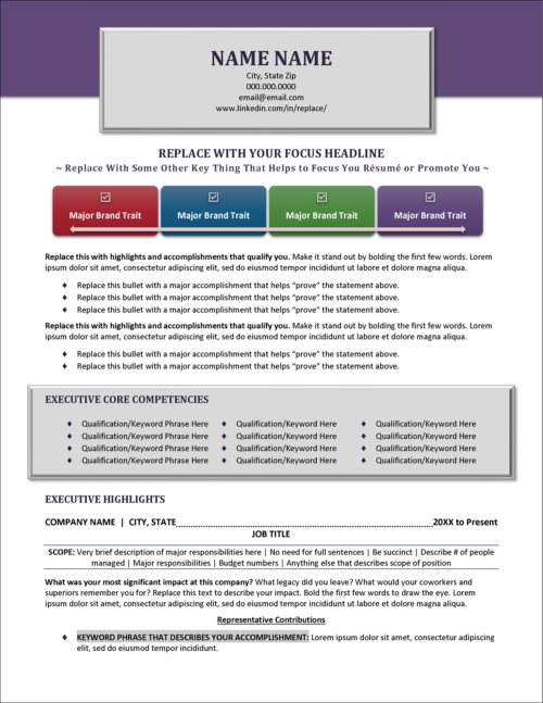 C Suite Resume Template Page 1