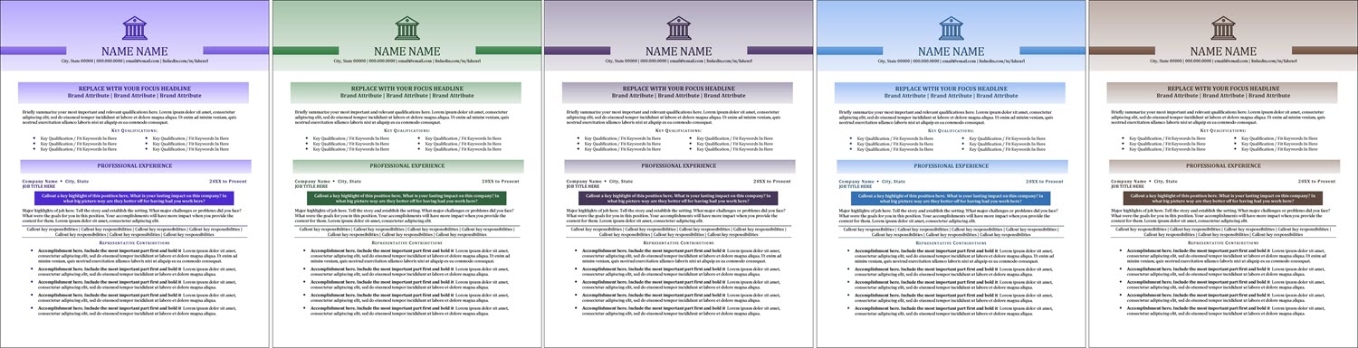 Banking Resume Template Color Choices