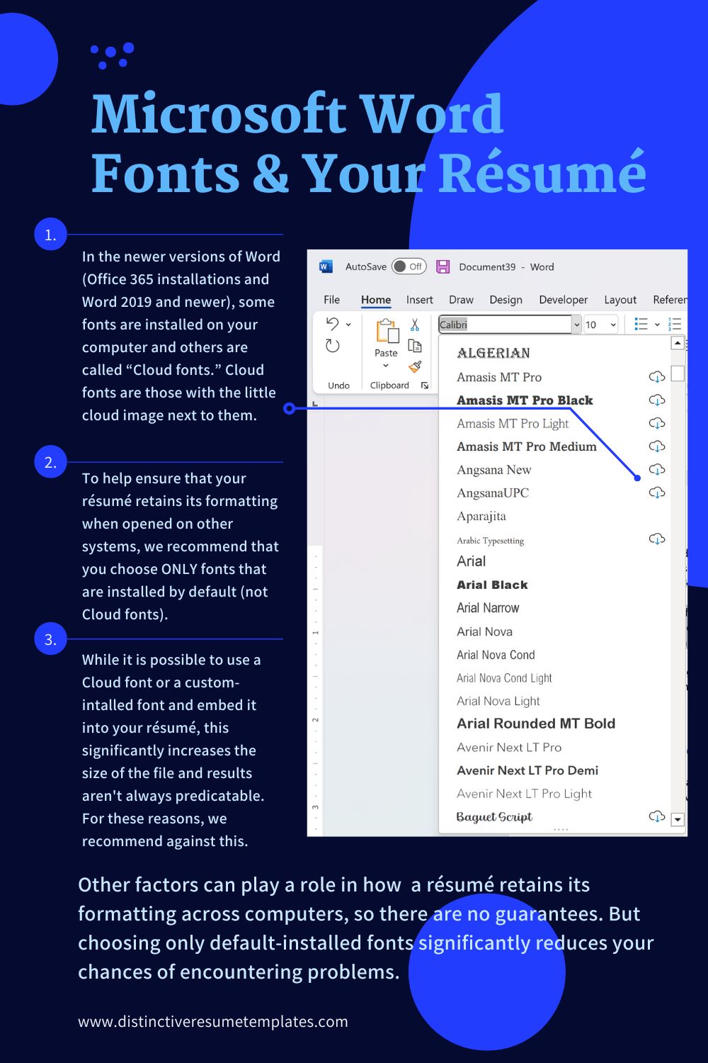 Best Fonts for Your Resume MS Word Fonts