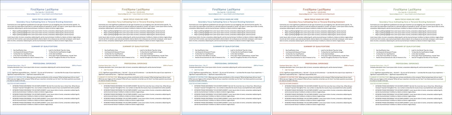 Clean Resume Template Color Options