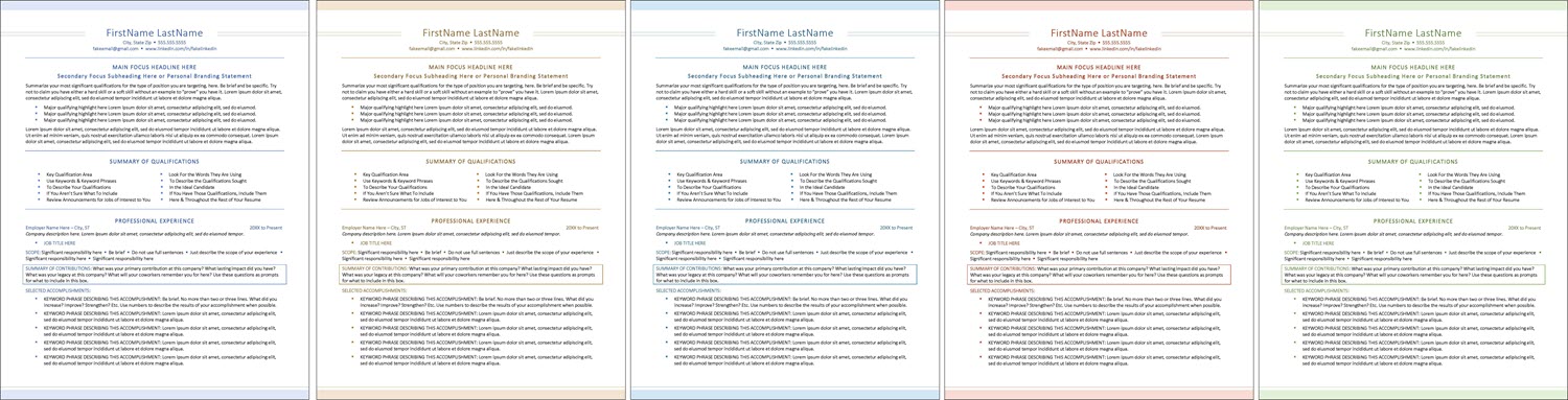 Clean Resume Template Color Options