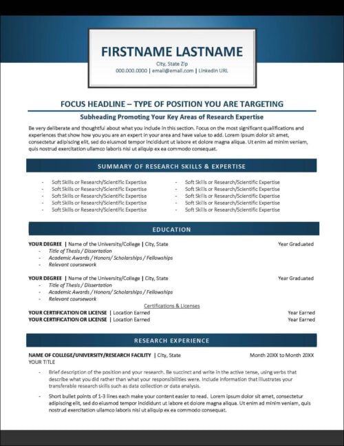 Research CV Template Page 1