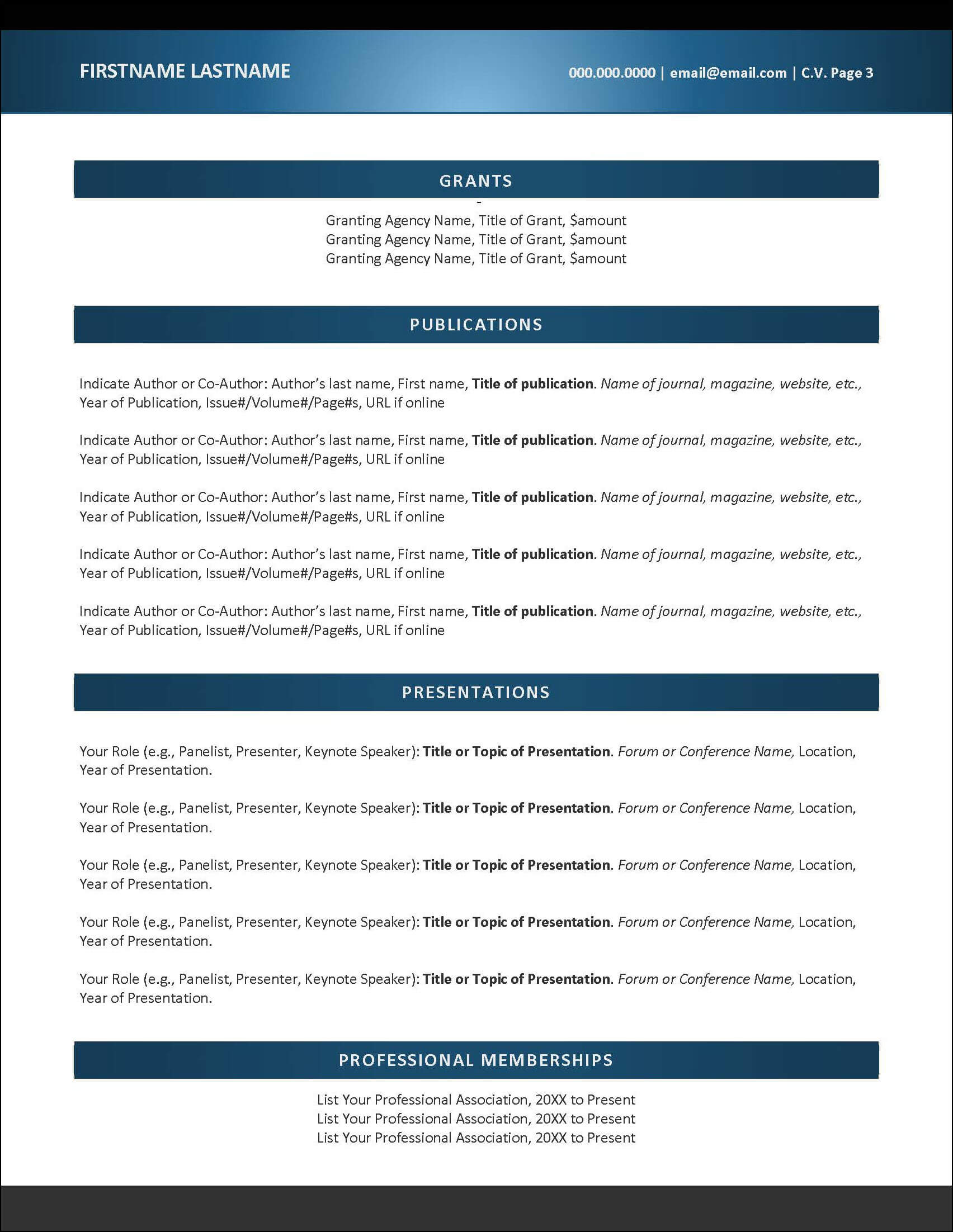 Research CV Template Page 3