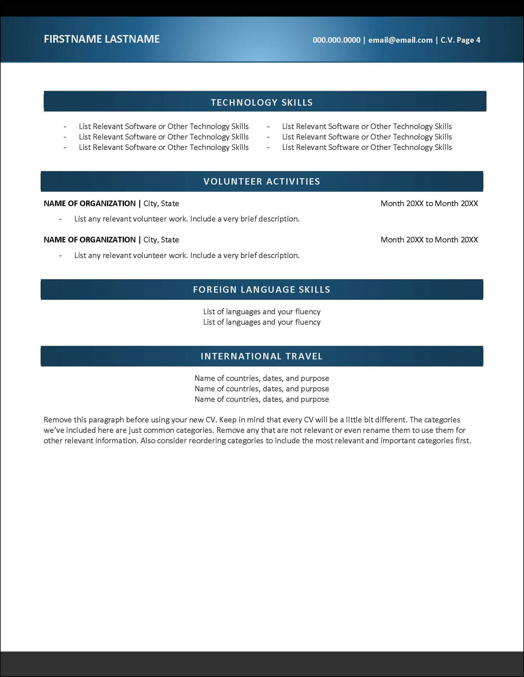 Research CV Template Page 4