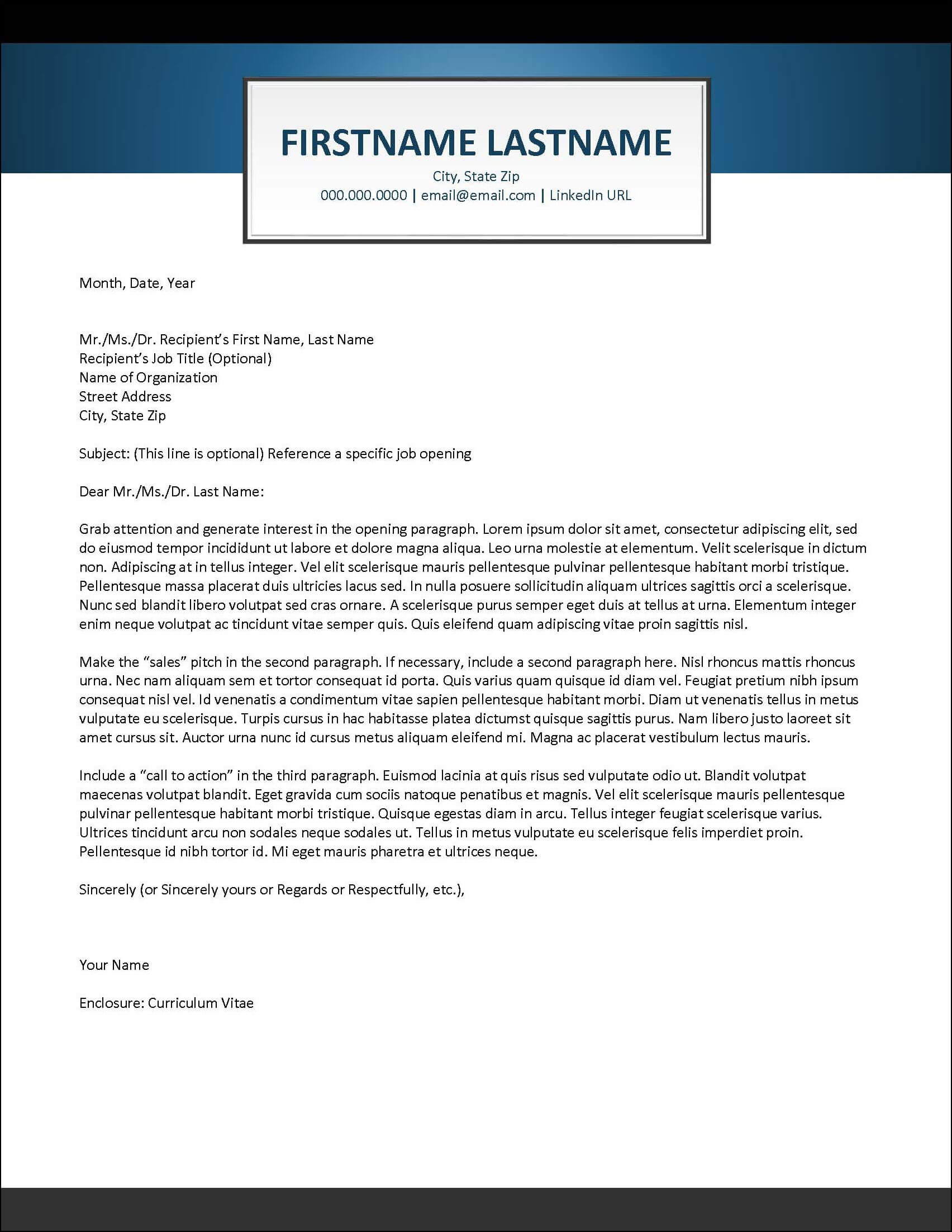 Research Cover Letter Template