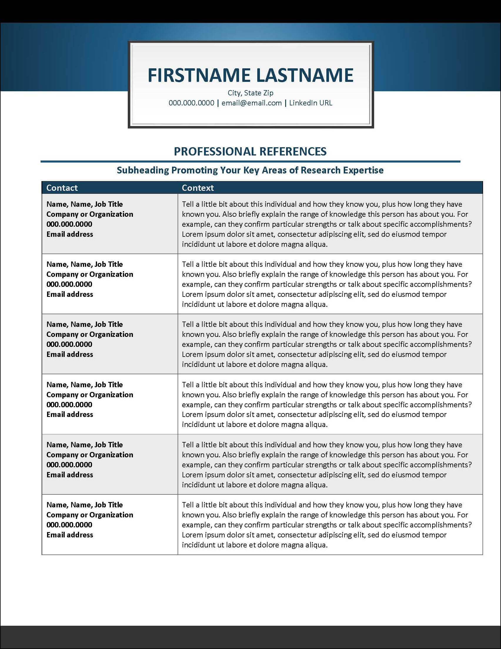 Research References List Template