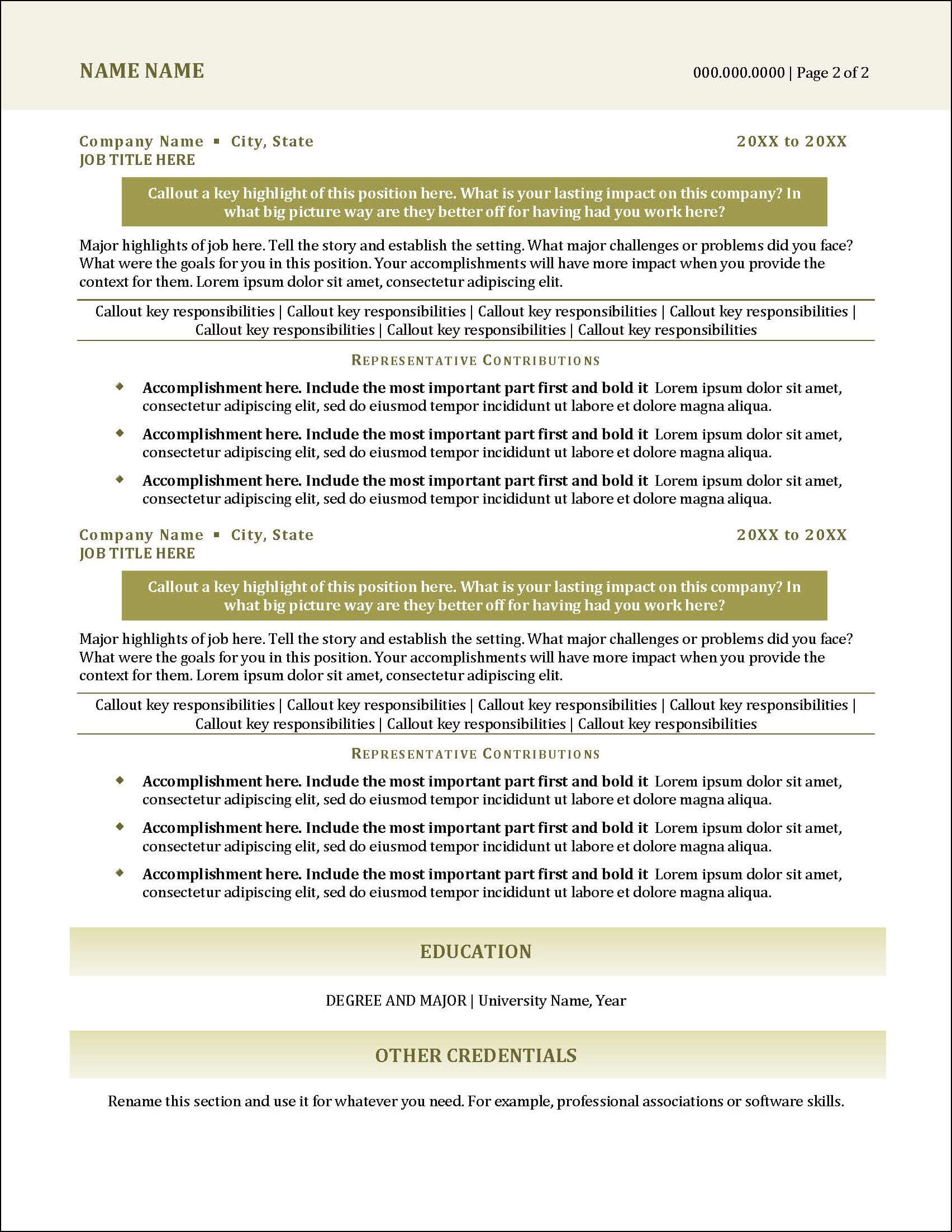 Banking Resume Template Page 2