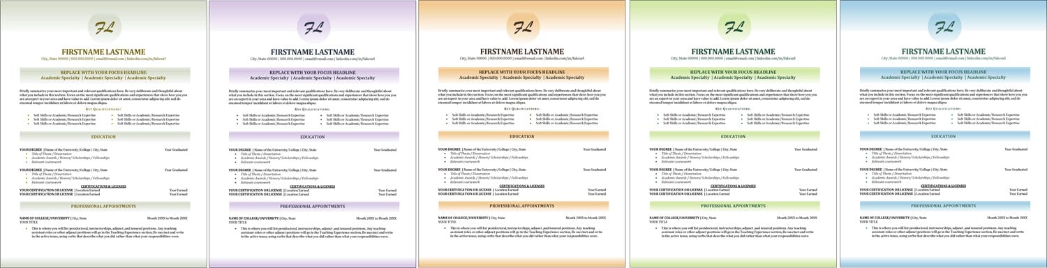 Academic CV Template Color Choices