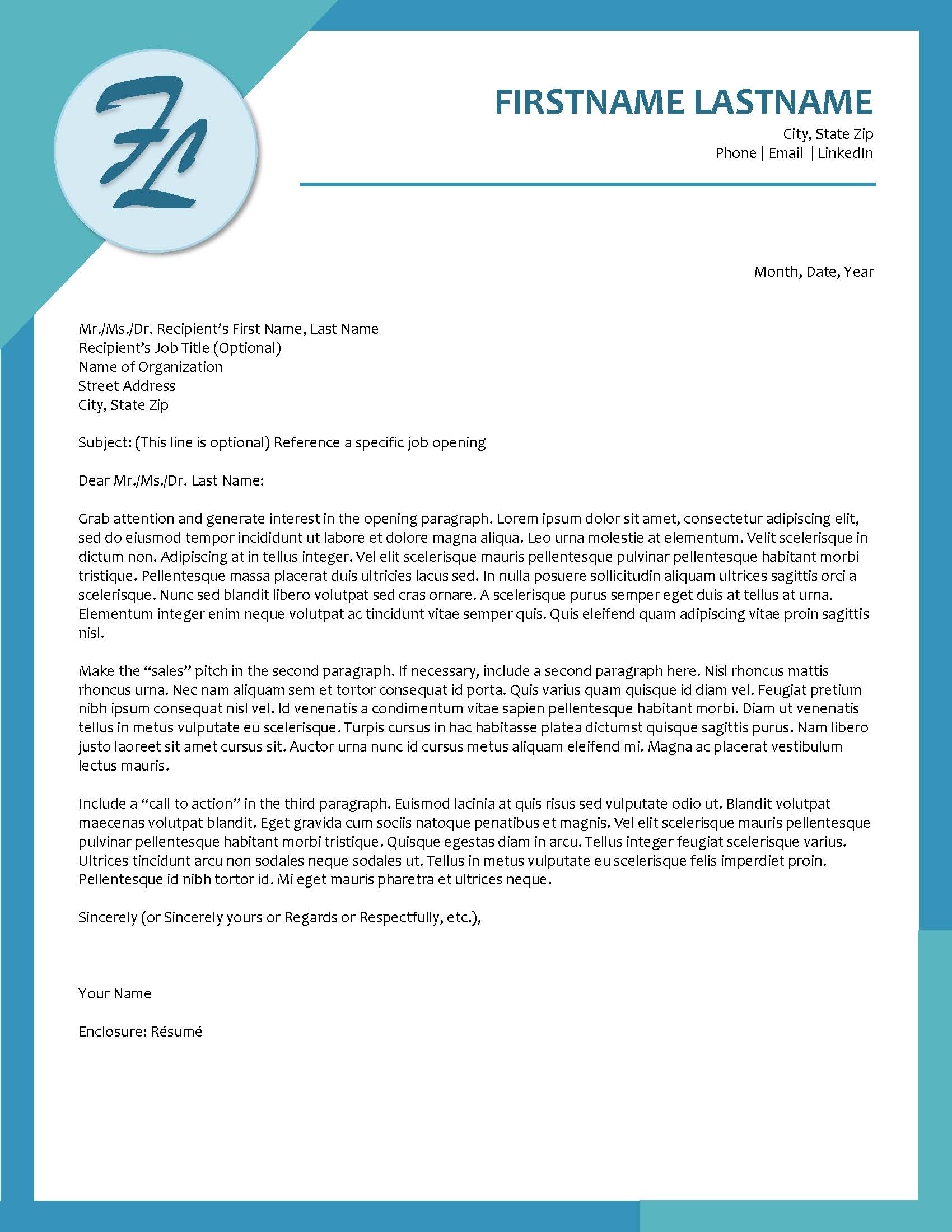 Customizable Cover Letter Template