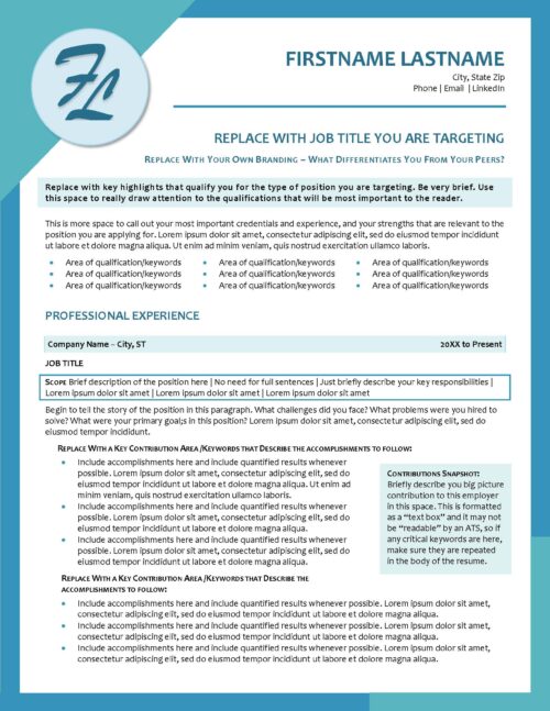 Customizable Resume Template Page 1
