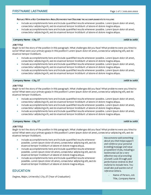 Customizable Resume Template Page 2