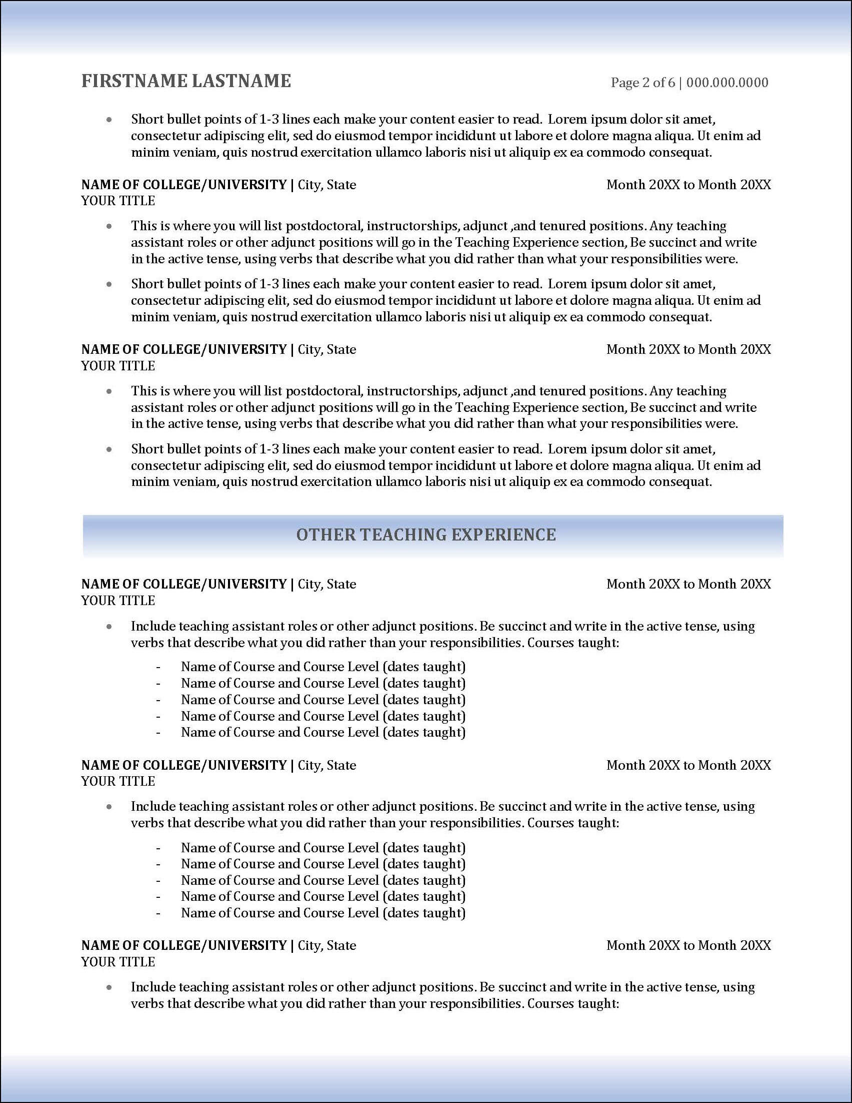 Academic CV Page 2