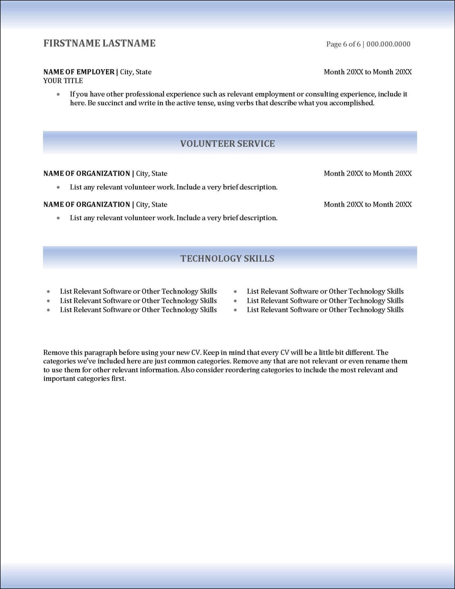 Modern Academic CV Template for Microsoft Word