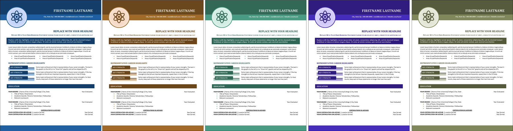 Modern CV Template Color Options