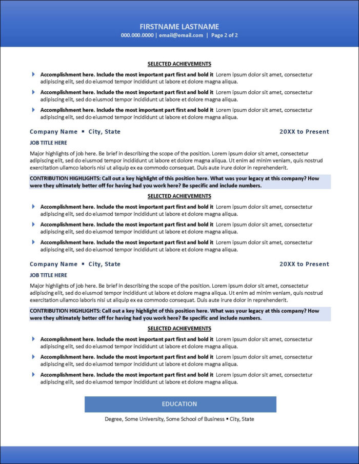 Social Media on Resume Page 2