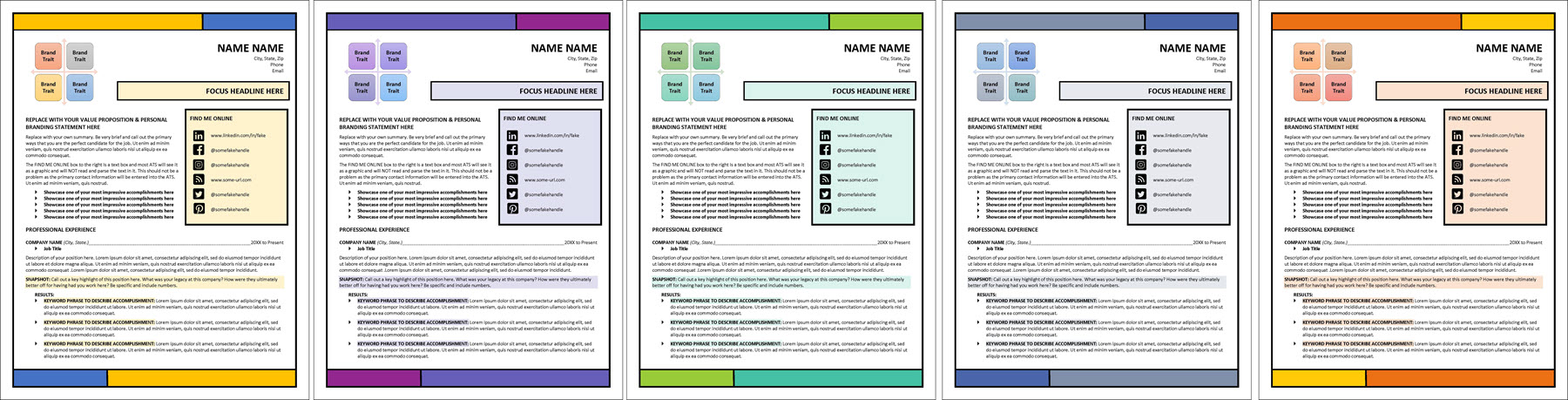 Social Media Resume Color Choices