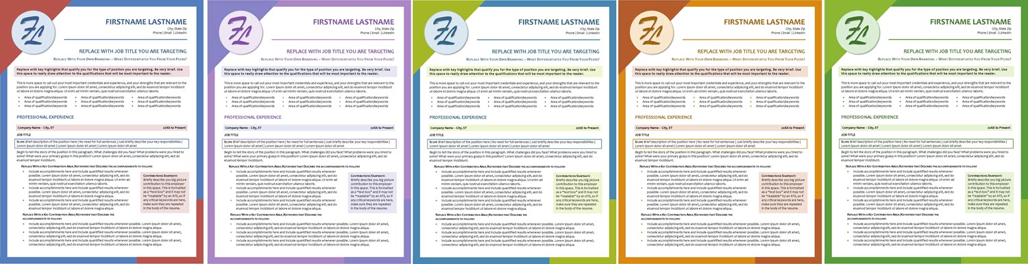 customizable resume template color options