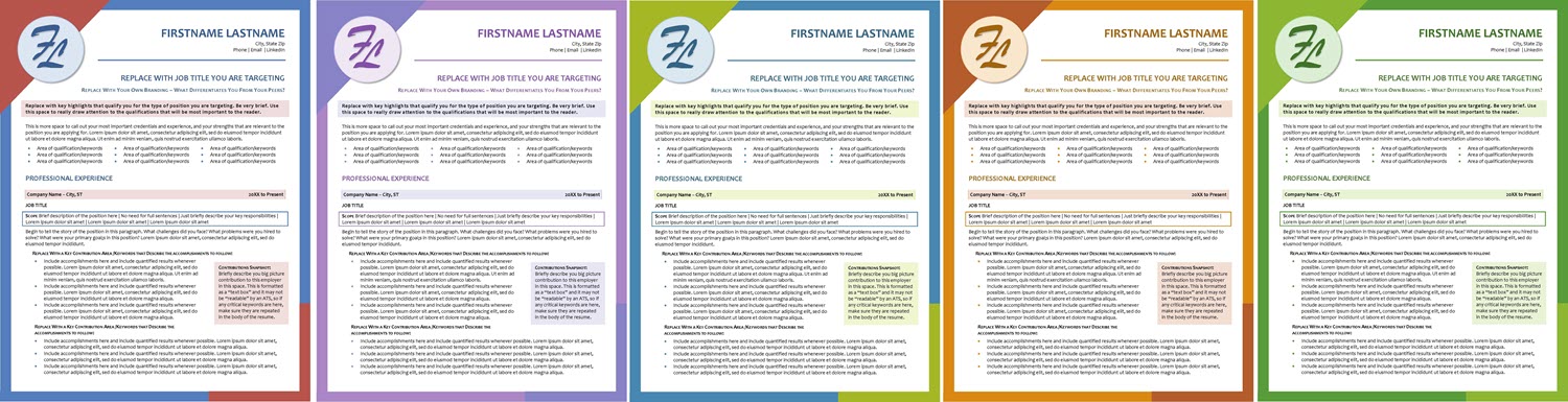 customizable resume template color options
